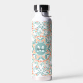 Mandala Peach Aquamarin Monogram Name Trinkflasche (Links)