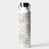 Mandala Peach Aquamarin Monogram Name Trinkflasche (Vorne)