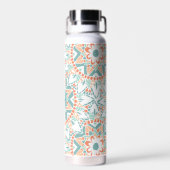 Mandala Peach Aquamarin Monogram Name Trinkflasche (Rückseite)