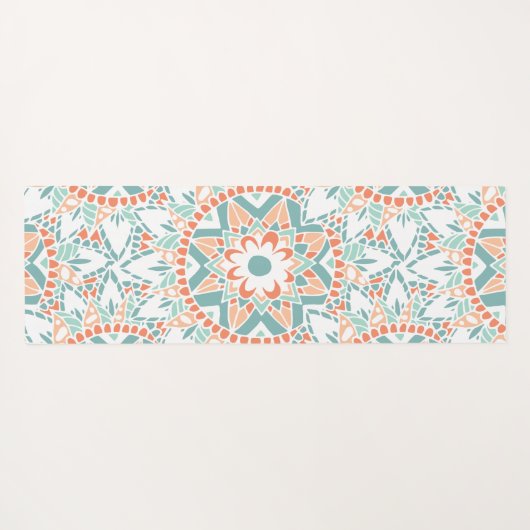 Mandala Peach Aquamarin Monogram Yogamatte (Rückseite (Horizontal))