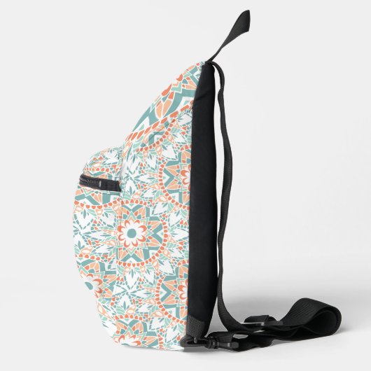 Mandala Peach Aquamarin Pattern Monogram Crossbody Bag (Rechts)