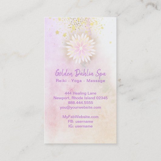 *~* Mandala Peach Dahlia Pastel Lavender AP2 Visitenkarte (Rückseite)