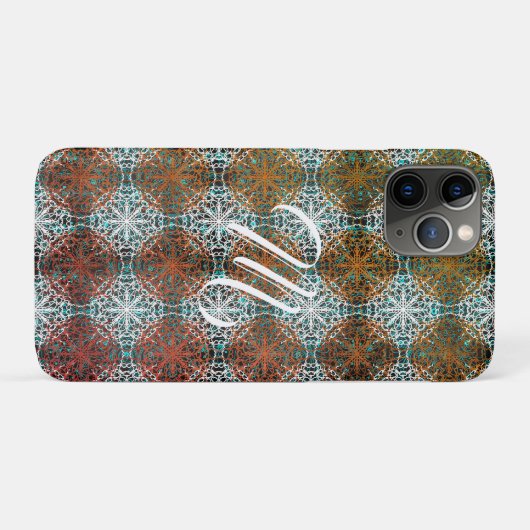 Mandala Peacock Boho Inspiration Monogram Case-Mate iPhone Hülle (Rückseite (Horizontal))