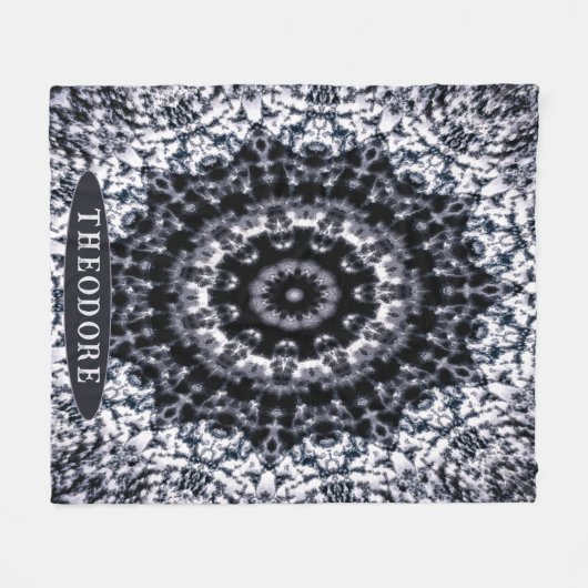 Mandala personalisiert Black and White Cloud Fleecedecke (Vorderseite (Horizontal))