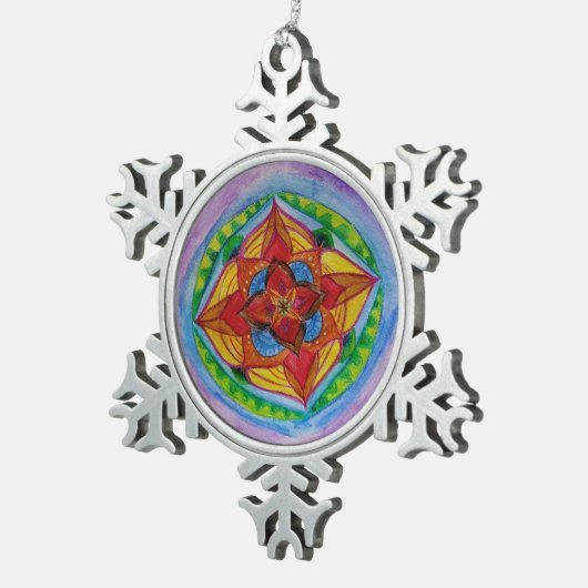 Mandala Pewter Snowflake Decoration Schneeflocken Zinn-Ornament (Rechts)
