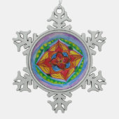 Mandala Pewter Snowflake Decoration Schneeflocken Zinn-Ornament (Vorderseite)