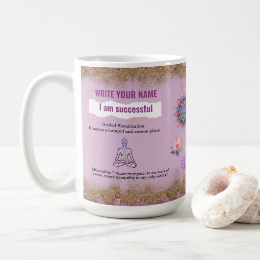 Mandala Pink Chakra Yoga Magic Stress Relief  Kaffeetasse (Mit Donut)