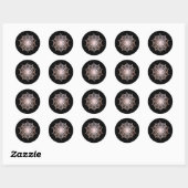 Mandala Pink Rose Gold Blush Black Runder Aufkleber (Blatt)