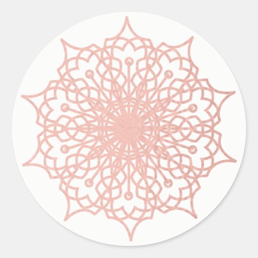Mandala Pink Rose Gold Blush Runder Aufkleber (Vorderseite)
