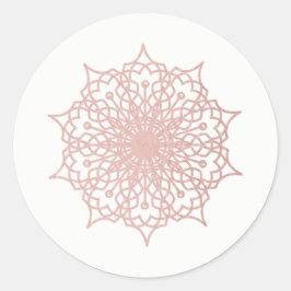 Mandala Pink Rose Gold Blush Version 2 Runder Aufkleber