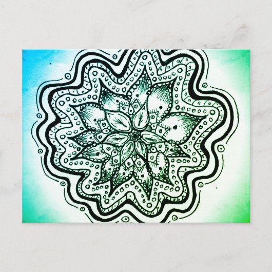 Mandala Postcard, grün und blau Postkarte (Vorderseite)