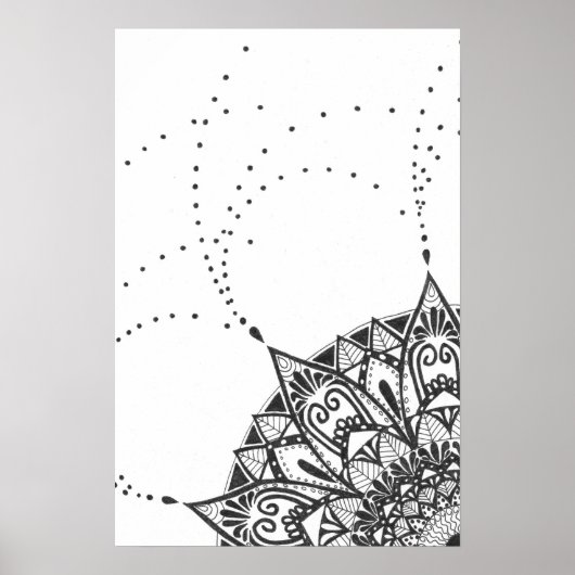 Mandala-Poster in Schwarzweiß Poster (Vorne)