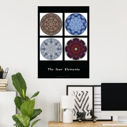 Mandala print - "Die vier Elemente" Poster (Heimbüro)