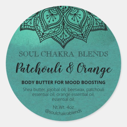 Mandala Produktverpackung Mood Blend Labels Runder Aufkleber (Vorderseite)