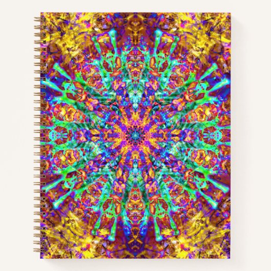 Mandala Psychedelic Trippy Hippie Color Splash Notizblock (Vorderseite)
