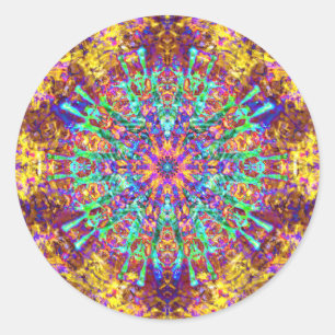 Mandala Psychedelic Trippy Hippie Color Splash Runder Aufkleber