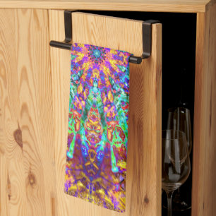 Mandala psychedelisches trippiges Hippie-Farb-Spla Geschirrtuch