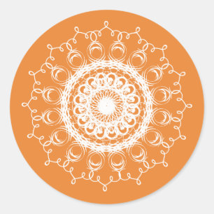 Mandala Pumpkin Watercolor Damask Herbensaison Runder Aufkleber