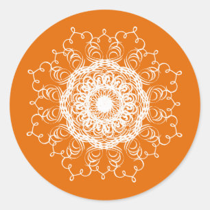 Mandala Pumpkin Watercolor Damask Herbensaison Runder Aufkleber