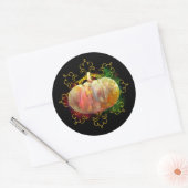 Mandala Pumpkin Watercolor Damask Herbensaison Runder Aufkleber (Umschlag)