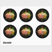 Mandala Pumpkin Watercolor Damask Herbensaison Runder Aufkleber (Blatt)
