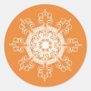 Mandala Pumpkin Watercolor Damask Herbensaison Runder Aufkleber