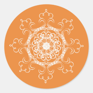 Mandala Pumpkin Watercolor Damask Herbensaison Runder Aufkleber