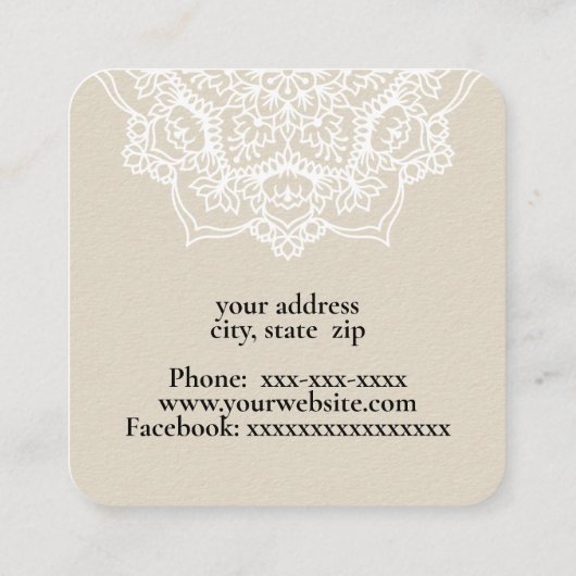 Mandala Quadratische Visitenkarte (Rückseite)