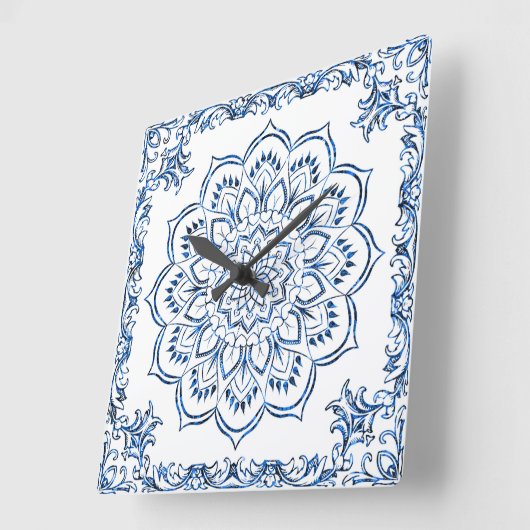 Mandala Quadratische Wanduhr (Winkel)