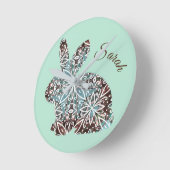 Mandala Rabbit Chocolate and Blues Clock Runde Wanduhr (Winkel)
