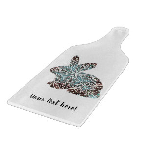 Mandala Rabbit Chocolate and Blues Cutting Board Schneidebrett