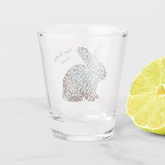 Mandala Rabbit Chocolate and Blues Shot Glass Schnapsglas (Rückseite)