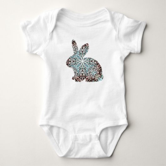 Mandala Rabbit Chocolate und Blues Baby Strampler (Vorderseite)
