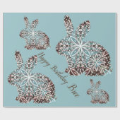 Mandala Rabbit Chocolate und Blues Custom Wrapping Geschenkpapier (Flach)
