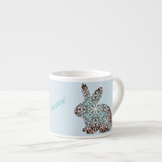 Mandala Rabbit Chocolate und Blues Espressotasse (Vorderseite Rechts)