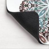 Mandala Rabbit Chocolate und Blues Mousepad (Ecke)