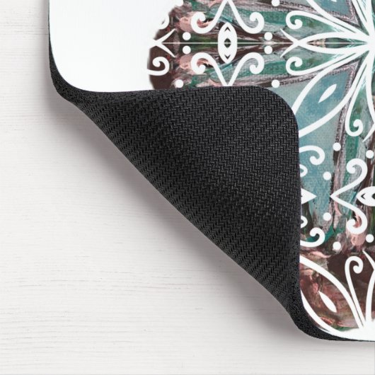 Mandala Rabbit Chocolate und Blues Mousepad (Ecke)