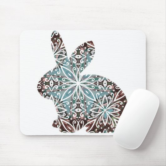 Mandala Rabbit Chocolate und Blues Mousepad (Mit Mouse)