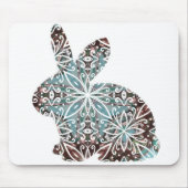 Mandala Rabbit Chocolate und Blues Mousepad (Vorne)