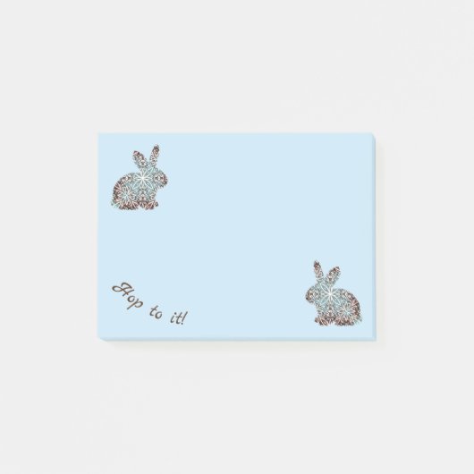 Mandala Rabbit Chocolate und Blues Post-it Klebezettel (Vorderseite)