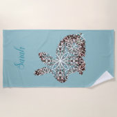 Mandala Rabbit Chocolate und Blues Strandtuch (Vorderseite)