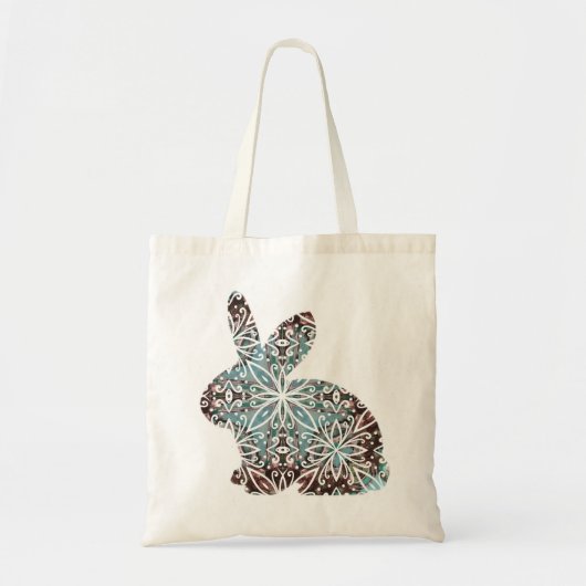 Mandala Rabbit Chocolate und Blues Tragetasche (Vorne)
