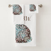 Mandala Rabbit Schokolade und Blues Towel Set (Insitu)