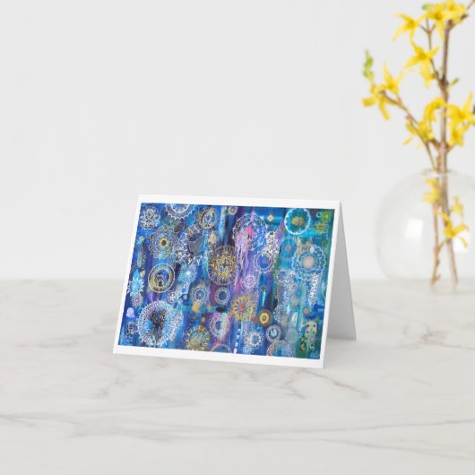 Mandala Rain Note Card Karte (Gelbe Blume)