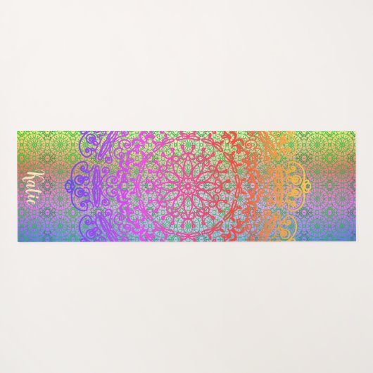 Mandala Rainbow Colors Yogamatte (Rückseite (Horizontal))