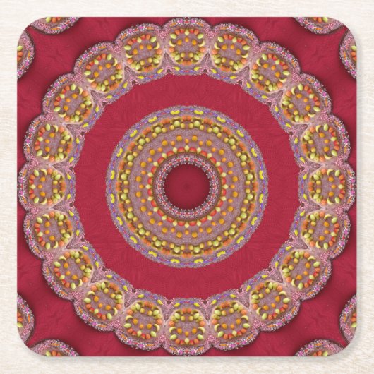 Mandala Rechteckiger Pappuntersetzer (Vorderseite)