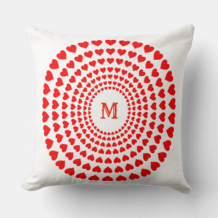 Mandala Red Heart Circles Kissen