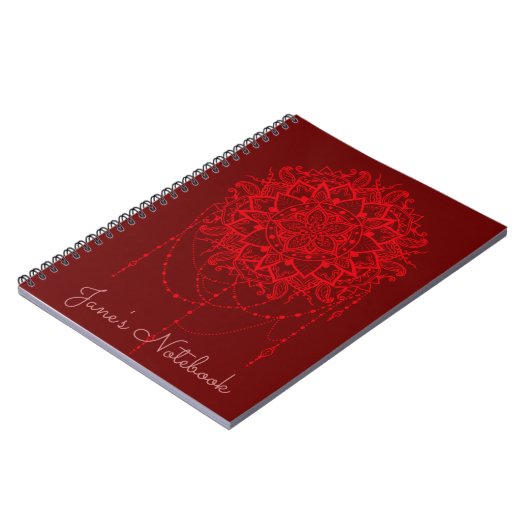 Mandala Red Maroon Indian Notizblock (Linke Seite)
