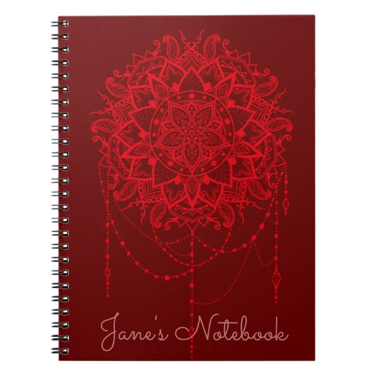 Mandala Red Maroon Indian Notizblock (Vorderseite)