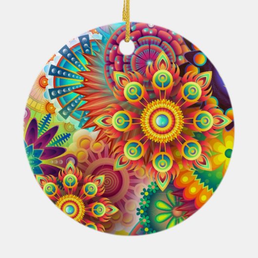 Mandala Regenbogenfarben Keramik Ornament (Hinten)
